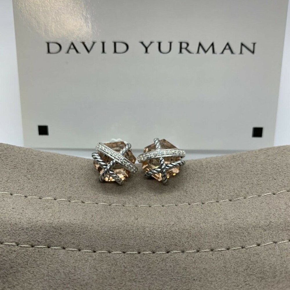 David Yurman Cable Wrap Earrings with Morganite and Diamonds